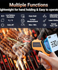 Non Contact Infrared Thermometer Gun For Cooking And BBQ With Backlight - Laser Temperature Gun For Grilling, Pizza Oven, And Smoker, Reads -58F To 712F, Handheld, Emissivity Adjustable 0.1-1.0, Not For Human Use on steak grill