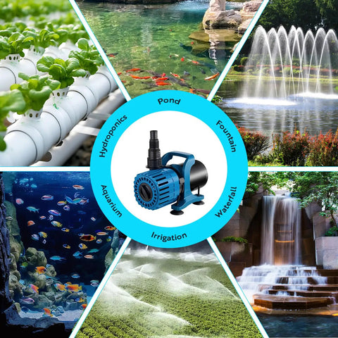 High Flow Submersible Pond Pump For Fountain Fish Pond And Waterfall Adjustable 600 To 1800 GPH 13 Ft Lift 100W image