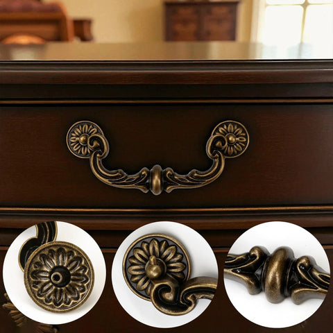 Four Piece 150mm Center Drawer Pull Handles In Zinc Alloy Rustic Vintage Style Drop Down Bail Swing Dresser Cabinet Pulls With Antique Yellow Bronze Finish