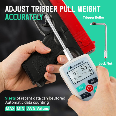 Digital Trigger Pull Gauge 110 Lb Capacity, Pro Grade Force Meter With Switchable Units Lb, Oz, N, Kg, 500N And 50Kg Max, 0.01 Kg Resolution, 1 Oz And 0.1 N Readouts, Accurate Measurement, Includes Trigger Hook, Battery Powered measuring pistol trigger pull