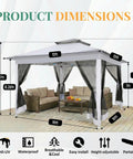 Image of 12x12 Pop Up Gazebo On Clearance, Easy Up Metal Frame Outdoor Shelter With Waterproof Canopy, Mosquito Netting, Ropes, Stakes And Carry Bag, Portable Patio Garden Tent For Backyard.