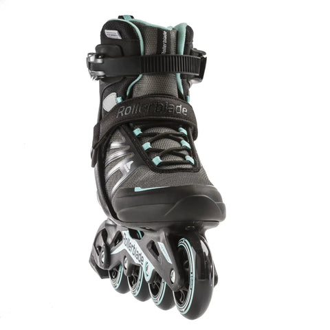 Zetrablade Women's Fitness Inline Skates For Newbie Skaters With High Cuff Support Comfortable Padded Liner Secure Closure And Easy Stable Learning Fit In Black And Light Blue front view