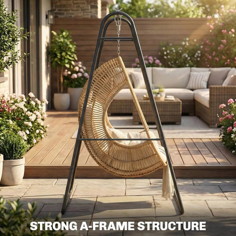 Heavy Duty Steel A Frame Hammock Chair Stand for Hanging Hammocks, Rock Solid 330 Lb Weight Capacity, All Weather Powder Coated Black