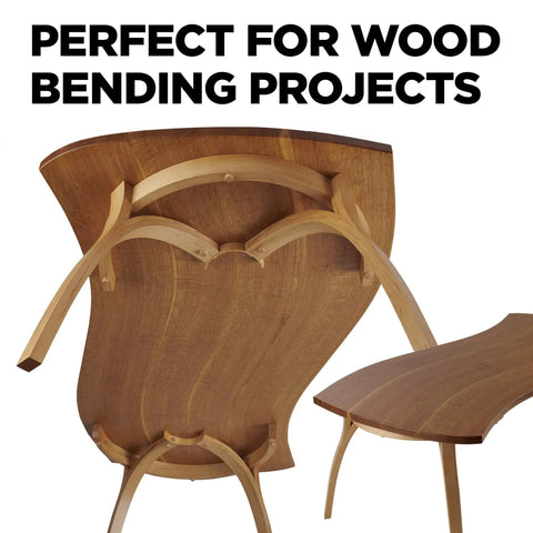 Curved wood table showcasing Pro Grade Wood Bending Steam Generator with 1.3 Gallon Tank and 12 Foot Hose