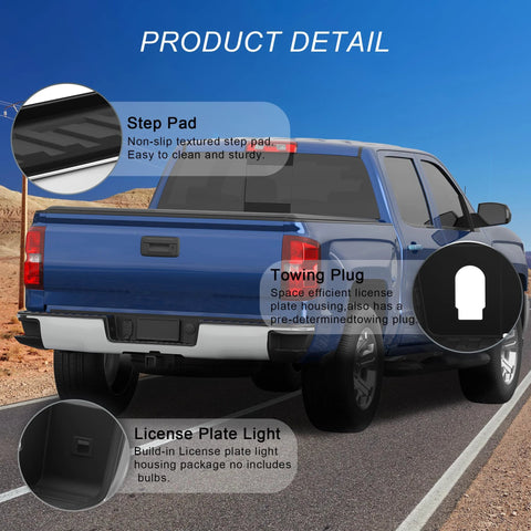 Rear chrome steel step bumper assembly for 2014–2018 Chevy Silverado/GMC Sierra 1500 without park sensor holes