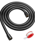 Extra Long 79 Inch Shower Hose With Handheld Shower Head Compatibility Flexible Brass Core Double Lock Design in matte black.
