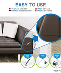 Straight Talk Leather Steering Wheel Repair Kit For Beat Up Vinyl Auto Interiors Cut Peel And Stick Patches That Drop Right On No Sweat Style With Twenty Five Exact Color Picks Like This Sharp Yellow Eight By Eleven Inch Original Setup applied to a cracked leather couch corner.