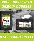 Swami Max Handheld Golf GPS Rangefinder With Oversized 3.5 Inch Color Screen displaying course yardage options for landscape view.
