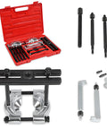 Bearing Puller Kit 14 Piece 5 Ton Automotive Bearing Separator in red case with 2 and 3 inch jaws, chrome plated steel construction