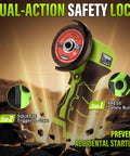 3 Inch Mini Cordless Angle Grinder Delivering Top Shelf 16.8V Power And Quick Swap Dual Batteries with safety features.