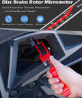 Digital Brake Rotor Caliper Tool For Disc Brake Thickness, Wheels On Rotor Gauge, 6 Inch Stainless Vernier Rotor Micrometer With Large LCD in use.