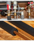 2 Pack Pipe Insulation Foam Tubes 0.6 Inch ID By 1 Inch OD 3 Feet Long Black Keeps Copper Water Lines From Freezing Heat Preservation Foam Sleeves For Cold Weather 15mm X 25mm installed on copper pipes
