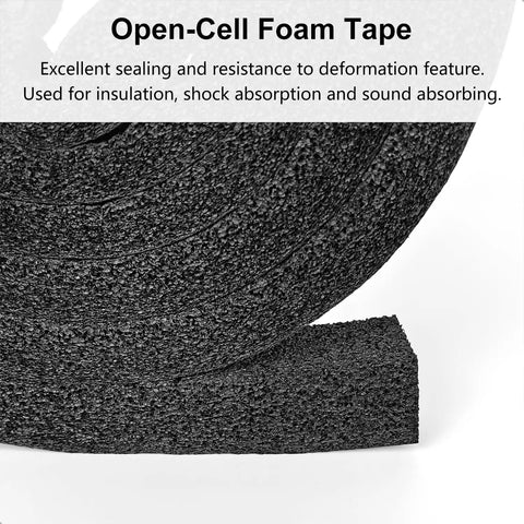 Self Adhesive Door Weather Stripping Foam Tape 1x1 Inch, 6.5 Feet Long, Draft Stopper No Brainer That Blocks Cold Air, Noise Proof, Dust Proof, Heat Insulation, NBR High Density Seal For Doors And Windows black open-cell foam tape roll