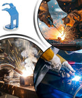 Heavy Duty Magnetic Welding Torch Holder With Snarl Free Heat Shield securing welders' hands for double hand alignment.
