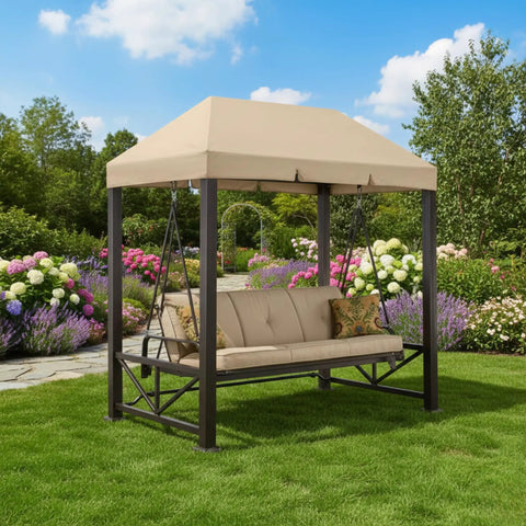 Beefed Up RipLock 350 Replacement Canopy Top For Sullivan Point Swing BH15-092-099-01 Beige on outdoor swing