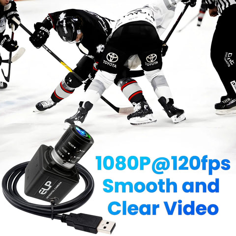 Blazing Fast 4K USB Webcam With 12 Megapixels And 120FPS Recording Killer Detail Golf Swing Camera showing compact design and USB connection.