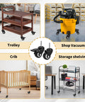 Heavy Duty 2 Inch Stem Casters Set Of 4 With Five Sixteenths By One And A Half Inch Stem Iron And Plastic Sockets for furniture like trolleys, cribs, and shop vacuums.