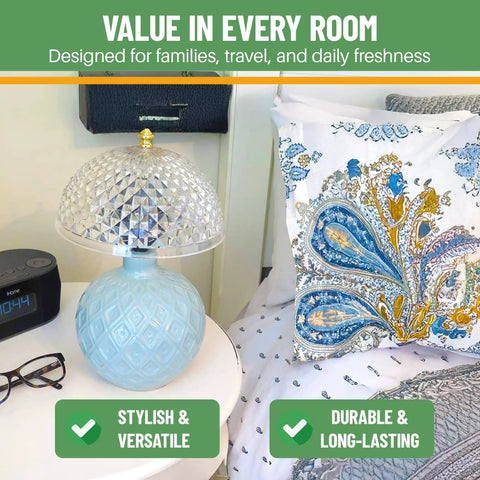 Bedroom scene with blue lamp featuring Clip On Light Shade For Ceiling Bulb And Lamp With Antique Diamond Cut Acrylic For A Soft Vintage Vibe Glow Easy Install Decorative Lamp Cover For Home And Office Today