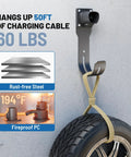 Tesla Charger Holder Wall Mount Dock And J Hook for Model 3 Y X S hanging 50ft charging cable, rust-free steel, rated 60 lbs