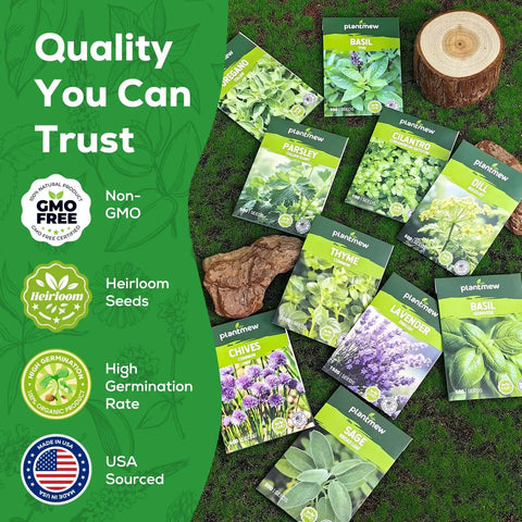 10 Herb Seeds Variety Pack With Over 7000 Heirloom Non GMO Seeds For A Quick Home Garden Basil Cilantro Lavender Parsley Dill