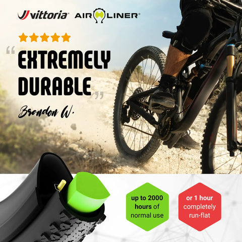 Mountain biker using Air-Liner Gravel Insert For Tubeless-Ready Bike Tires, Reusable Puncture-Proof Tire Insert For Gravel And MTB