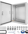 Built Tough All Weather Outdoor Electrical Box 16 By 12 By 8 Inch NEMA 4X Steel Enclosure with mounting accessories