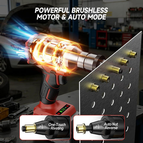 Cordless Rivet Nut Tool Kit 2 In 1 Rivet Gun For Automotive And DIY, 18V Battery Compatible, Brushless Motor demonstration