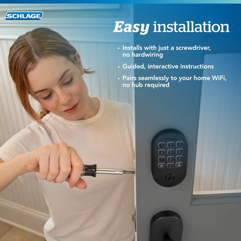 Smart Wifi Deadbolt Lock With App Managed Remote Access And Keyless Entry Door Hardware Featuring Camelot Trim In Satin Nickel For No Sweat Setup And Solid Crib Security