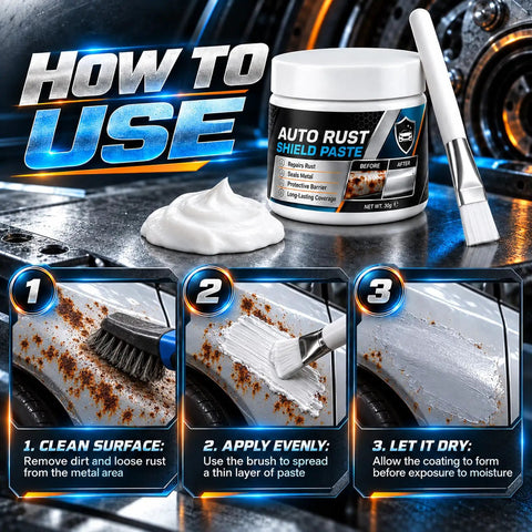 Hit The Garage And Fix That Rust Real Quick With Car Metal Rust Repair Paste And Brush 3 Pack Stops Corrosion Dead instructional steps.