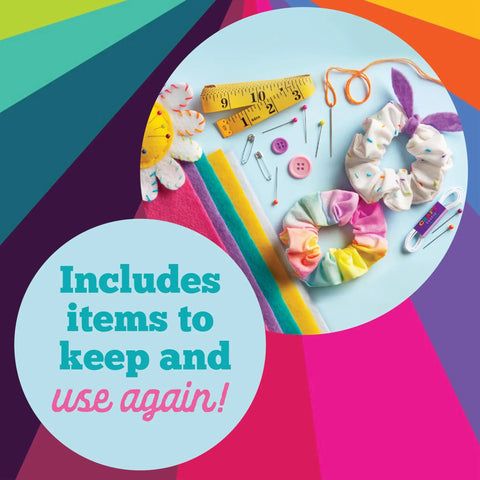 Beginner Sewing Kit With Nine Fun Projects For Kids Ages Seven And Up Includes Fabric Thread Stuffing Pouch Scrunchies Needle Book