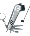 All In One Golf Multi Tool With Divot Repair Tool Ball Marker And Club Groove Brush Pen And Keyring on white background