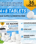 Ice Maker Cleaner Tablets Descaler 36 Pack For Portable Countertop And Nugget Ice Makers, Nickel Safe Scale Remover, Removes Limescale And Odor No Fuss, Delivers Crystal Clear Ice, 36 tablets box
