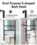 Over the Door Towel Rack for Bathroom Three Tier Behind Door with Hook Matte Black No Fuss Organizer on door with towels.