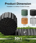 Heavy Duty Galvanized Garden Edge Border 6 Inch By 50 Foot Black Corrugated Lawn Edging, colors shown: black, olive-green, rusty, silver