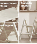 Aluminum 2 Step Folding Ladder White Finish Lightweight and Portable for Home Garage or Workshop Open Size 18x20x24 Inches Top Step Height 17.7 Inches Folds to Slim 1.8 Inch Profile for Easy Carry and Neat Storage, white step ladder with steel support