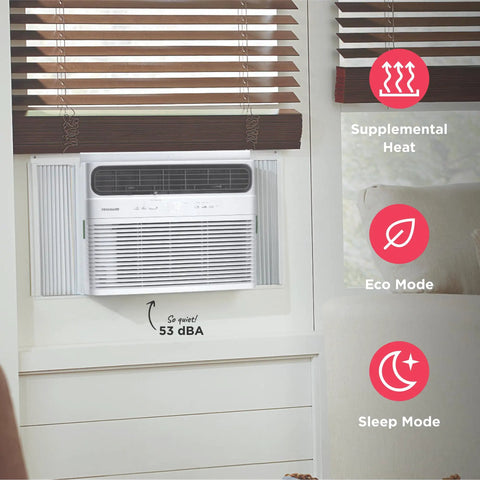 8000 Btu Window Air Conditioner With Supplemental Heat For Rooms Up To 350 Sq Ft Offering Cool And Warm Options With Remote Command Quiet Whisper Operation Eco Efficiency And Three Fan Speeds To Keep You Kickin It In Total Comfort Year Round