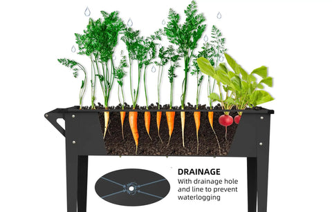 Elevated Outdoor Planter Box On Legs And Wheels, Galvanized Steel Raised Garden Bed For Vegetables, Herbs And Flowers