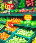 50 Pack Plastic Sign Holder Clips With Swivel Rotatable Ball Joint Design For Price Tags clipped to supermarket fruit display shelves