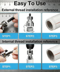 Installation steps for Two In One Pipe Thread Cutter And Internal External Threading Tool Set For PVC Pipes One Half Inch Three Quarter Inch And One Inch Fits All Electric Drills DIY Friendly Three Piece Kit