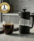 French Press Coffee Maker 20 Oz On The Go With Heat Resistant Borosilicate Glass And Stainless Steel 4 Level Filtration System