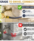 Brass Swivel Hose Connector With 180 And 360 Degree Adjustable Rotation, Three Quarter Inch GHT Female To Male Garden Hose Adapter, Anti Kink Elbow Fitting For Outdoor Faucets, RV Hoses, Sprinklers, And Irrigation Systems on wall faucet
