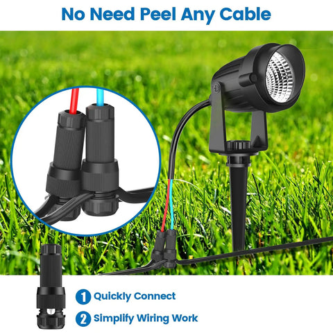 Low Voltage Wire Connectors for Outdoor Landscape Lighting 12 to 18 Gauge Waterproof Quick Lock Connectors for path and deck lights