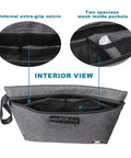 Interior view of Odor Proof Stash Bag With Combination Lock Durable Smell Proof Gear Storage showing mesh pockets and velcro lining.