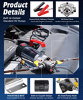 Heavy Duty 12V Oil Extractor Pump Equipped With Pure Copper Motor Efficiently Drains Thick Engine Oil with sturdy clamps and pump head.