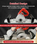 Pro Level Heavy Duty Electric Tile Chamfer Machine With Sturdy 12 V Water Pump And Lightning Fast 13000 Rpm Motor and Tough 1200 W Wet Cutting Saw, showing dual handles and bevel cutting design.