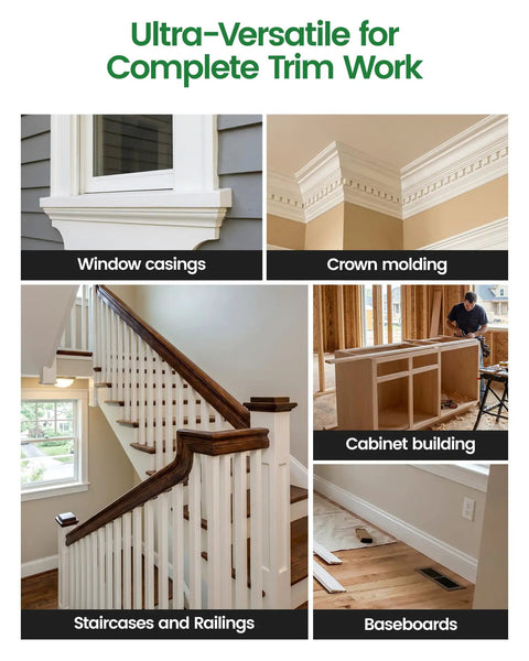 Pro Trade 16 Gauge Finish Nails 2-1/2 Inch Galvanized used for window casings, crown molding, staircases, cabinets, and baseboards.