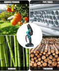 Mini Cordless Chainsaw Portable Electric Handheld Pruning Saw for garden pruning, bamboo, pipes, and firewood cutting