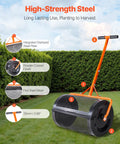 Heavy Duty Compost And Seed Spreader 24 Inch Wide Peat Moss Spreader With T Shaped Handle Adjustable Heights Powder Coated Steel