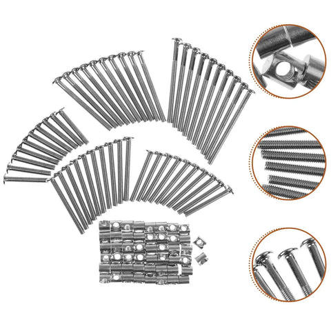 Nickel Plated Flat Head Hex Socket Furniture Bolts And Barrel Nuts Kit with multiple lengths for crib replacement and assembly