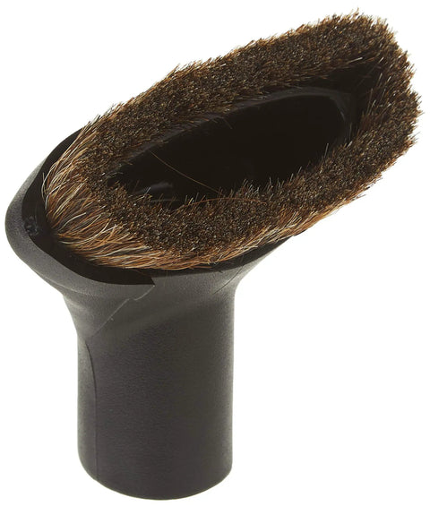 Premium Dusting Brush Vacuum Tool With Soft Fill For Delicate Finishes And Uneven Surfaces That Fits All Major Canister Upright And Central Vacuums One And A Quarter Inch Connection, black brush head close-up
